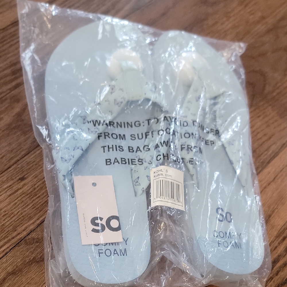 SO Light Blue Foam Flip Flops